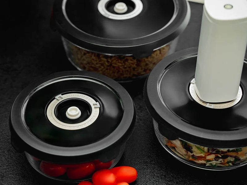 Rund vakuum glasbeholder – 1400ML sæt - 4 stk